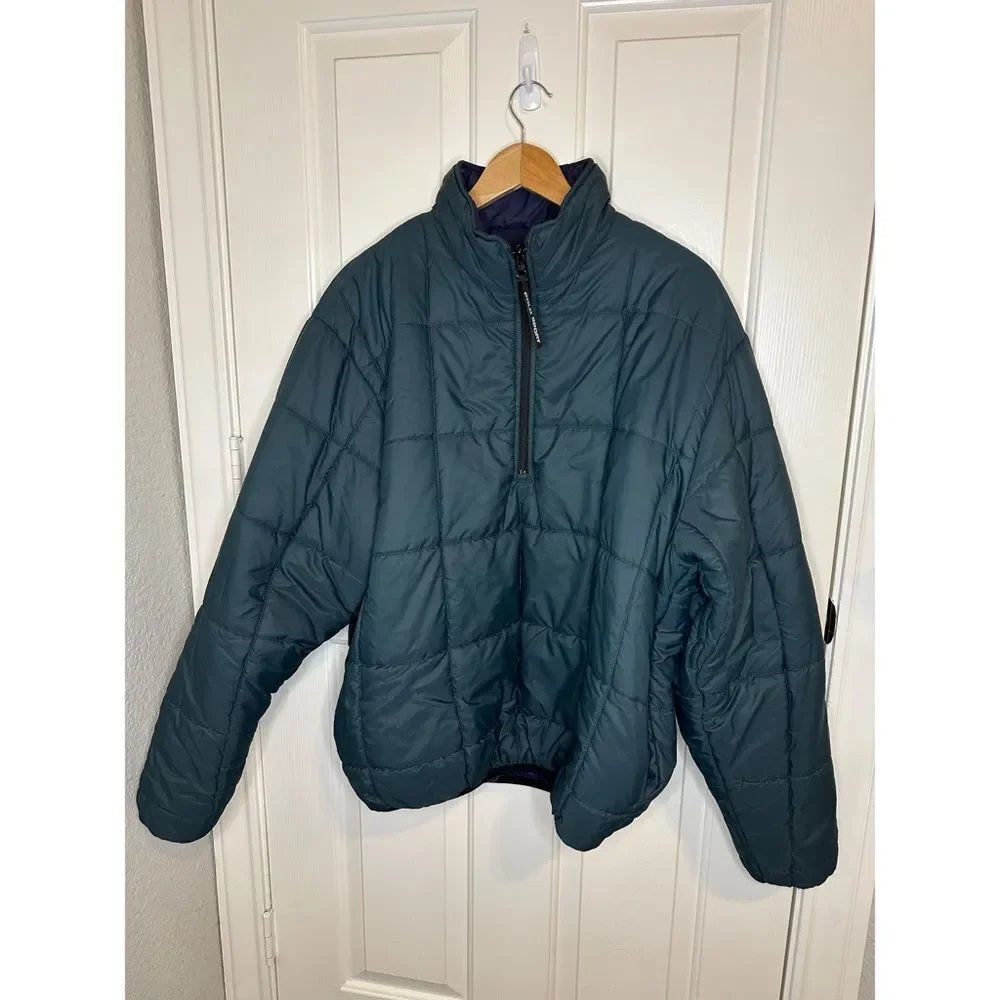 RARE VTG Polo Sport Ralph Lauren Reversible Puffer Quarter Zip Jacket Sz L Retro
